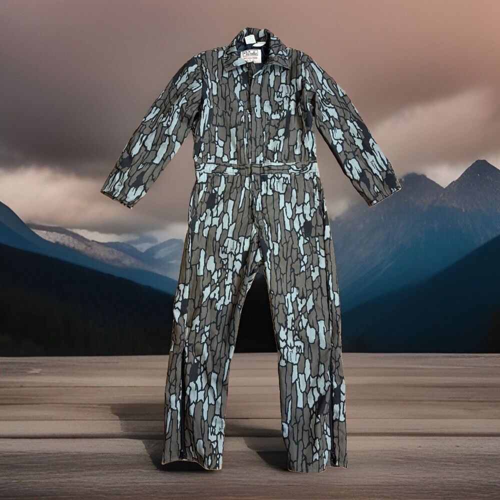 Vtg 1988 Walls Blizzard Pruf Coverall Mens M Original Trebark Camo USA NWOT-Read